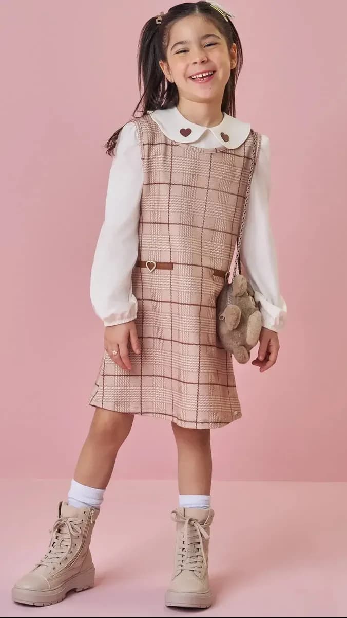 Conjunto de Vestido em Molecotton e Blusa em Cotton 90248 Kukie